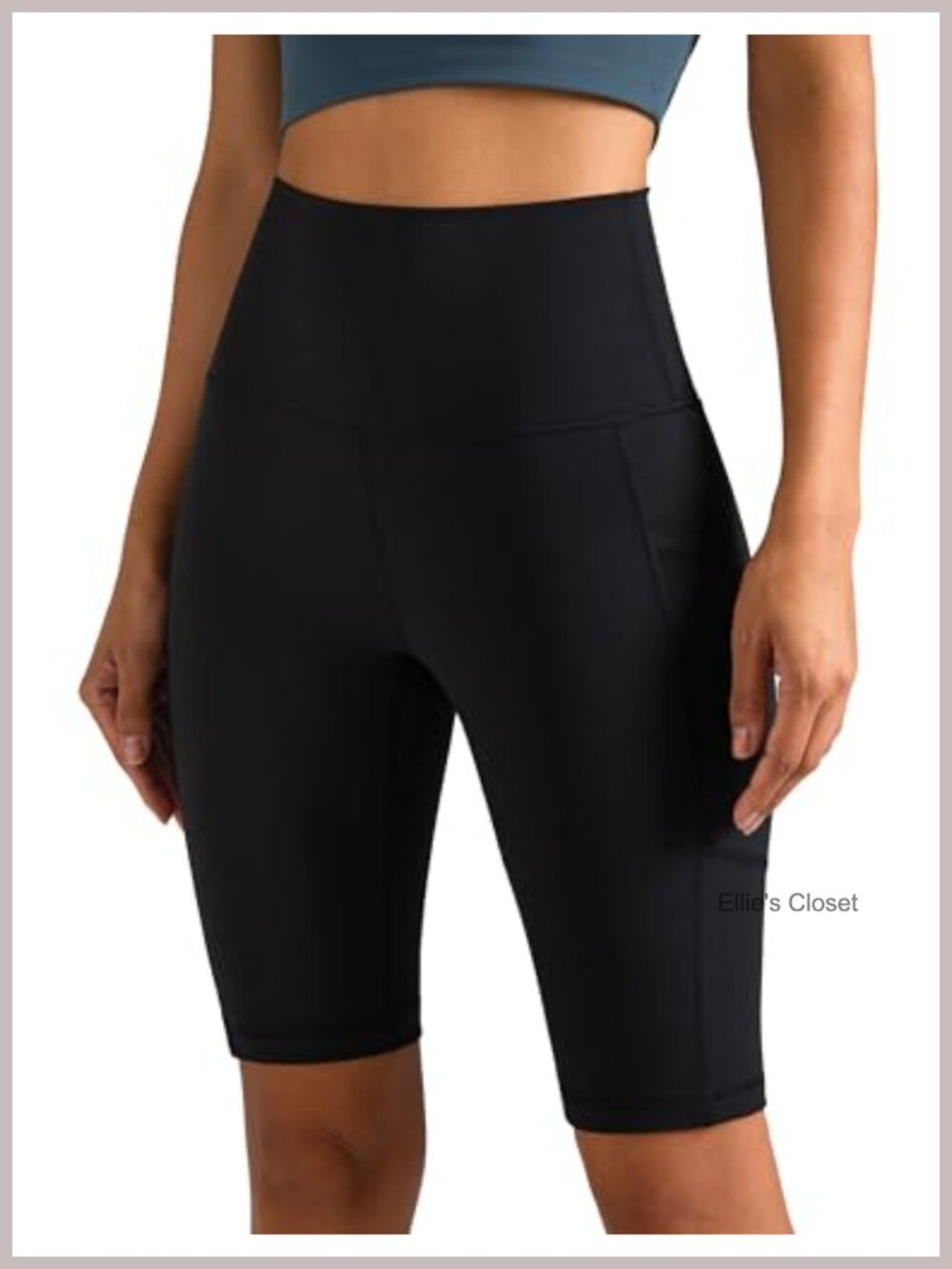 High Waisted Biker Shorts with Pockets 10" Inseam Workout Yoga